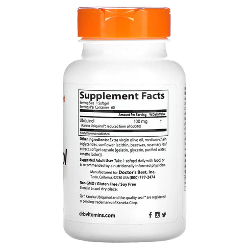Image of Ubiquinol with Kaneka Ubiquinol (100mg) 60sgcaps supplement facts